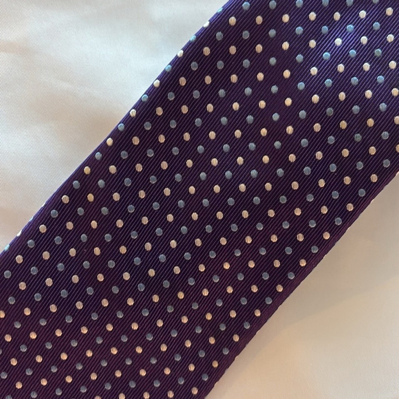 NORDSTROM 100% silk Men's Polka Dot Tie Purple blue silver neck tie made in USA - Picture 5 of 9
